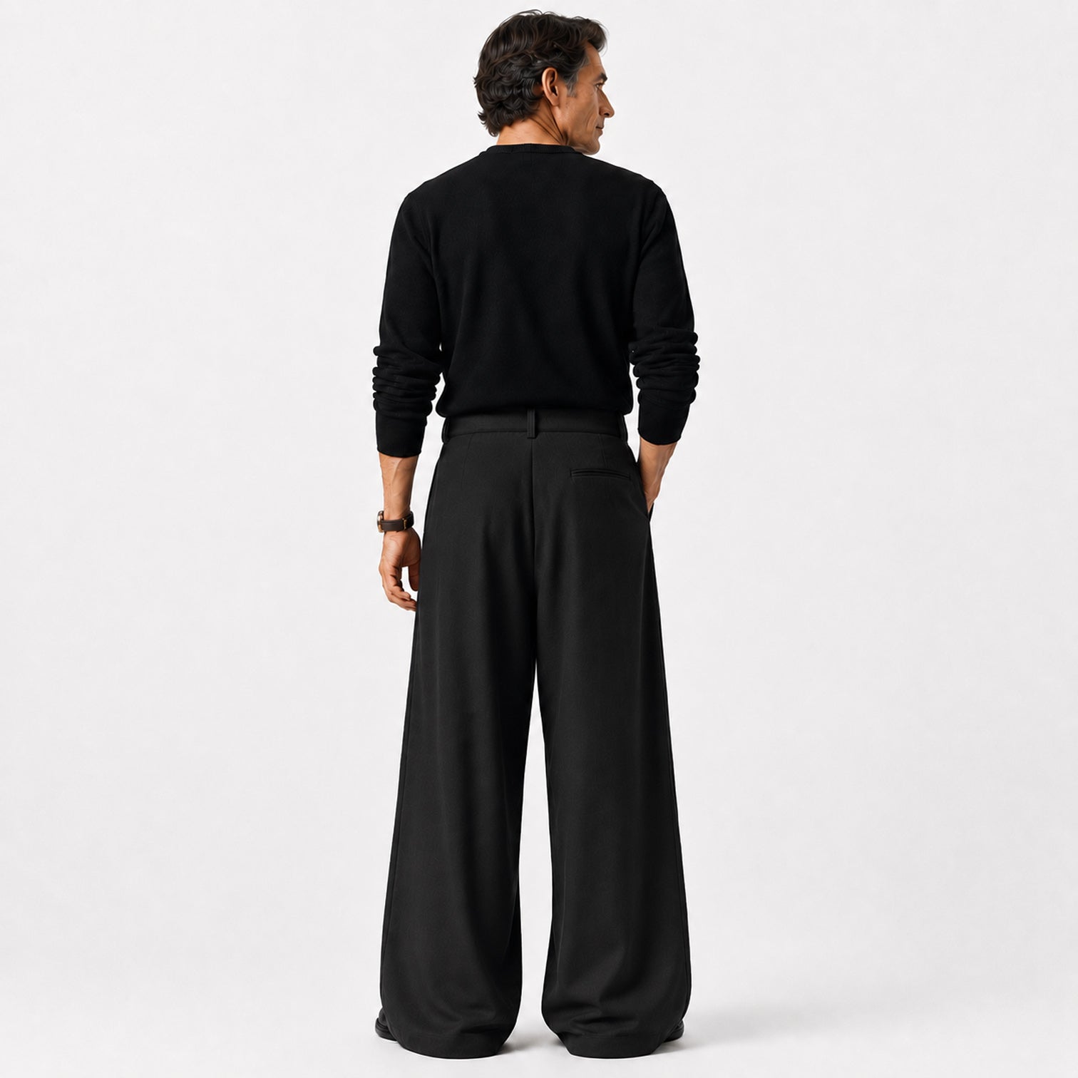 Monvaline | Men's Pleated Straight Leg Dress Pants Classic Fit Trousers