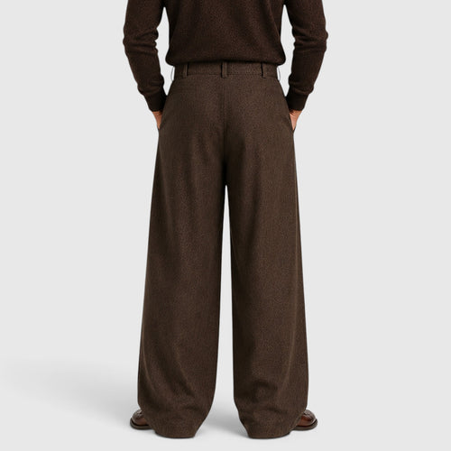 Monvaline | Men's Pleated Straight Leg Dress Pants Classic Fit Trousers