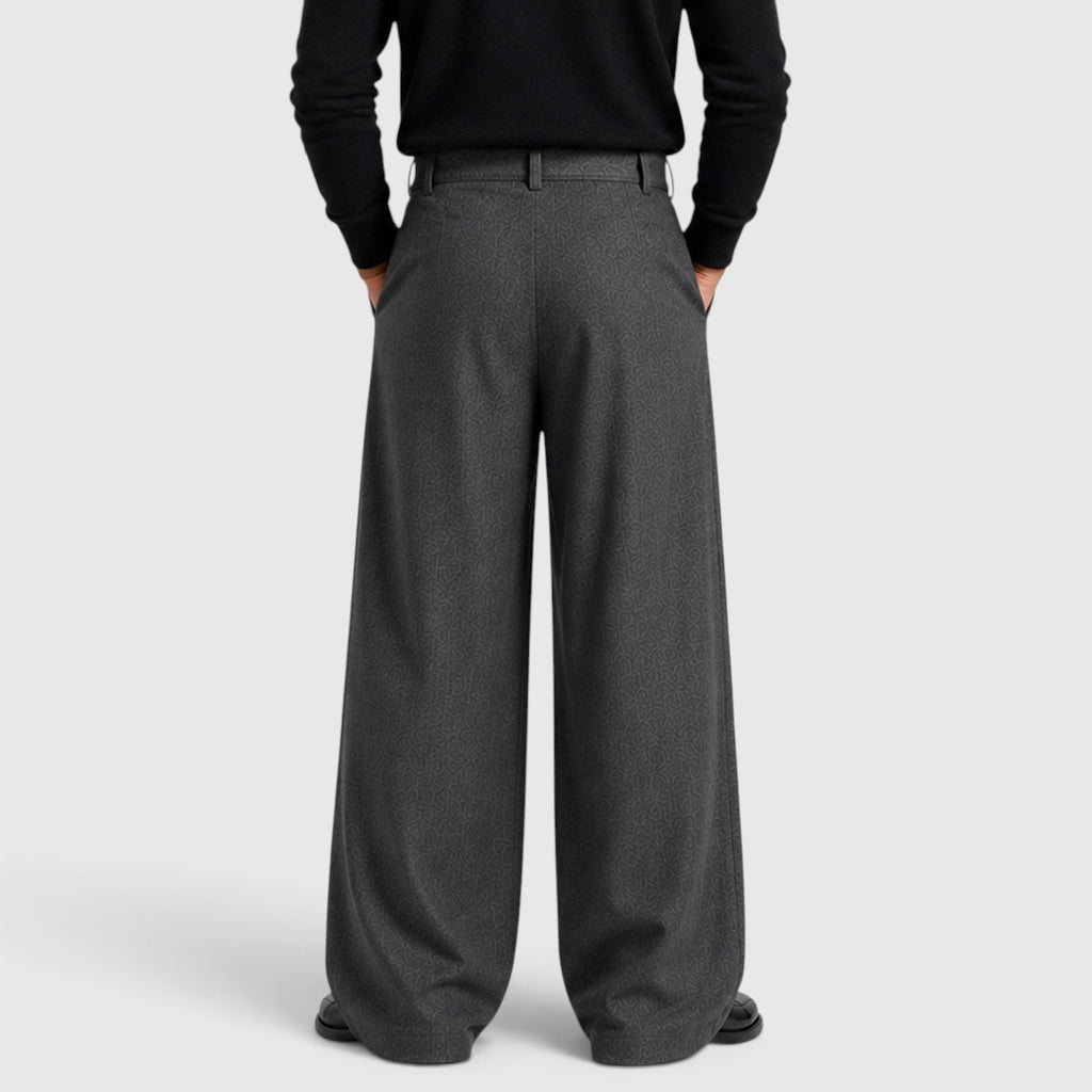 Monvaline | Men's Pleated Straight Leg Dress Pants Classic Fit Trousers