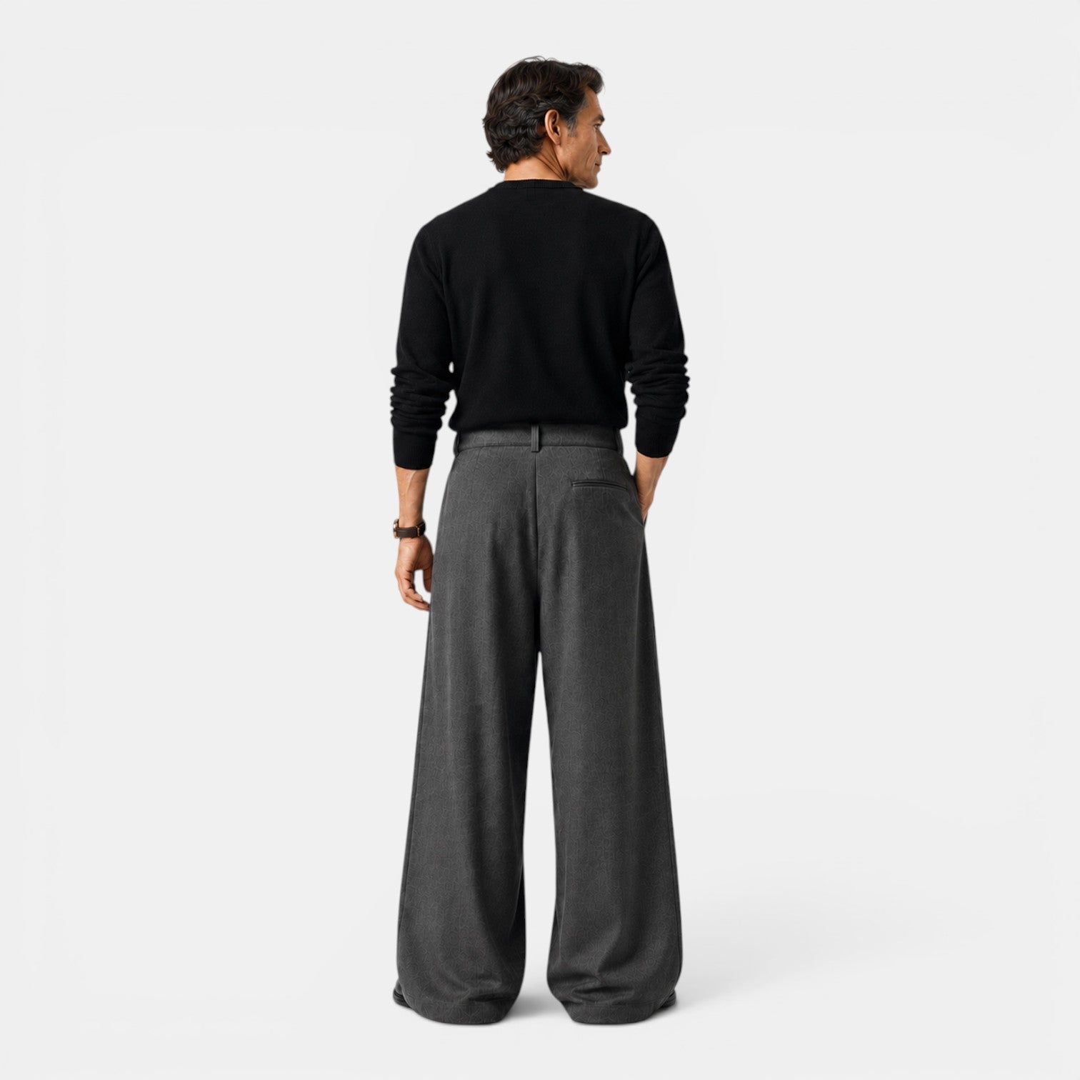 Monvaline | Men's Pleated Straight Leg Dress Pants Classic Fit Trousers