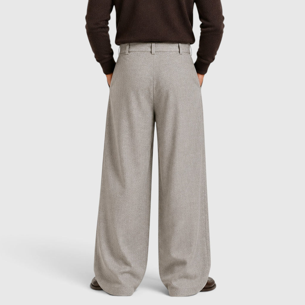 Monvaline | Men's Pleated Straight Leg Dress Pants Classic Fit Trousers
