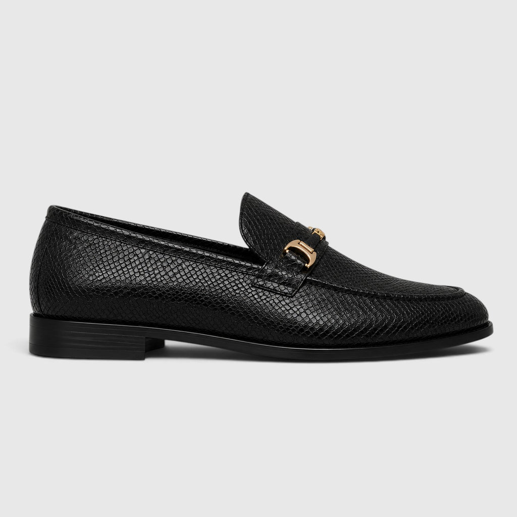 Monvaline | Men's Pointed Toe Leather Loafers – Textured Slip-On Dress Shoes