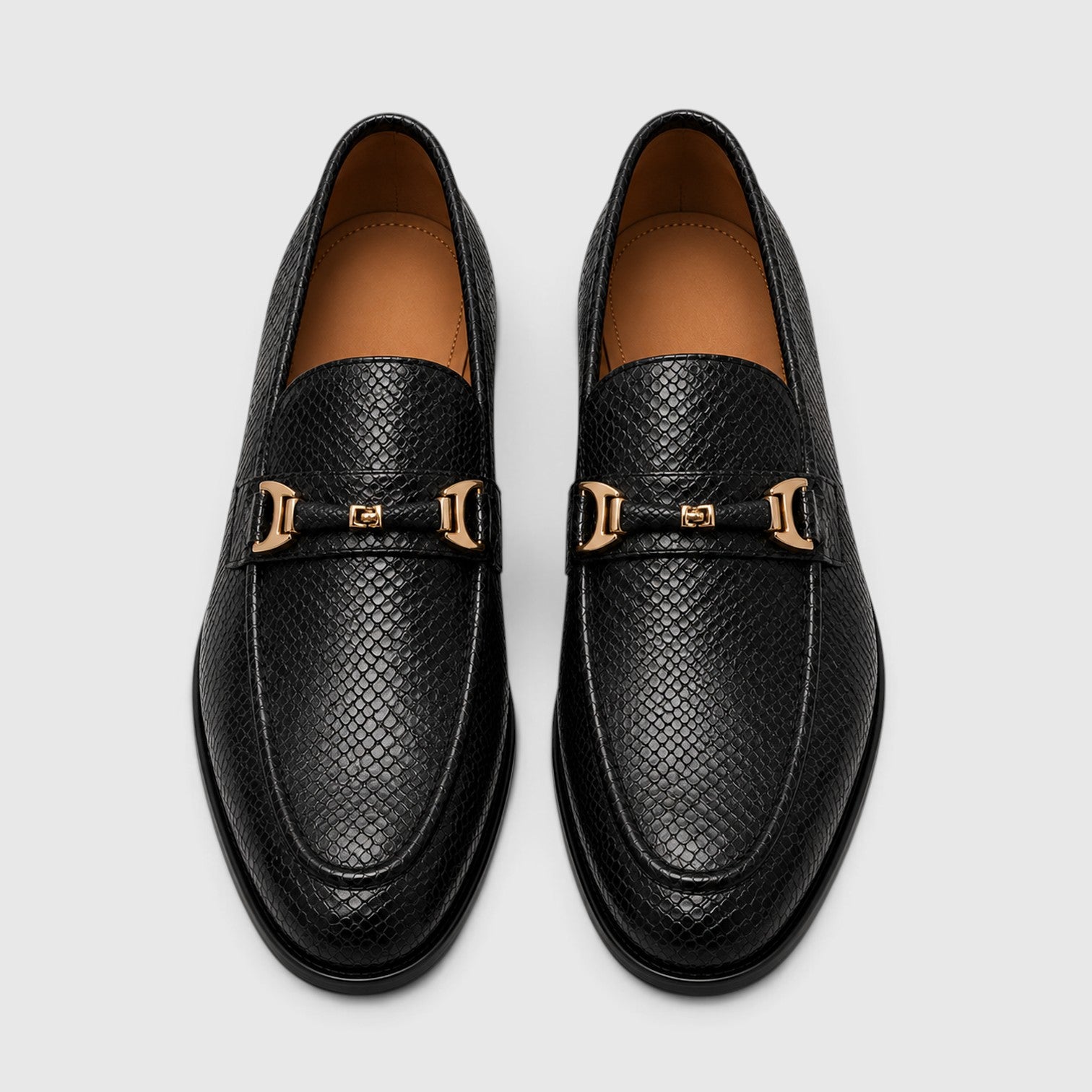 Monvaline | Men's Pointed Toe Leather Loafers – Textured Slip-On Dress Shoes