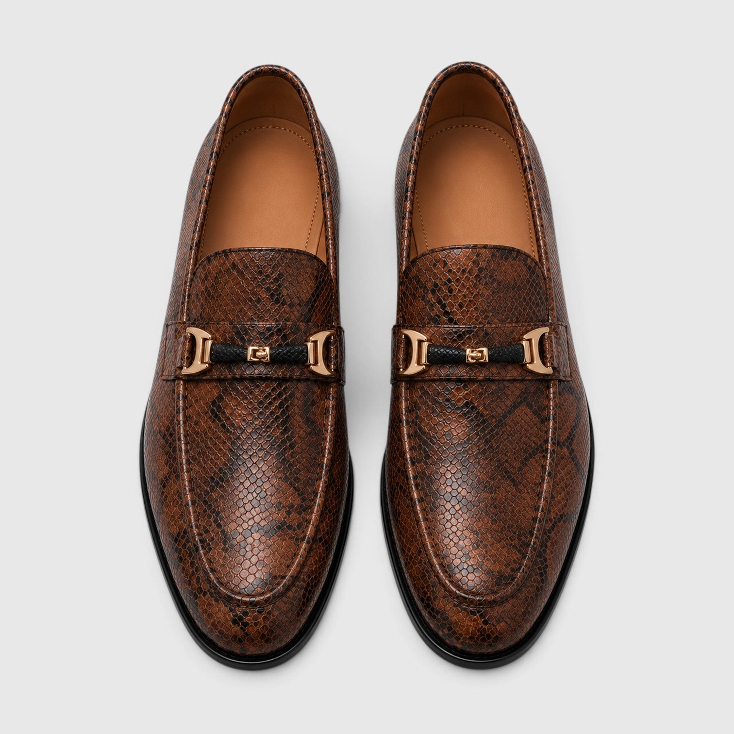 Monvaline | Men's Pointed Toe Leather Loafers – Textured Slip-On Dress Shoes