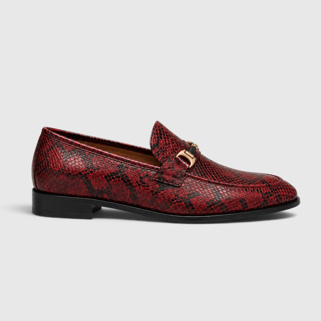 Monvaline | Men's Pointed Toe Leather Loafers – Textured Slip-On Dress Shoes