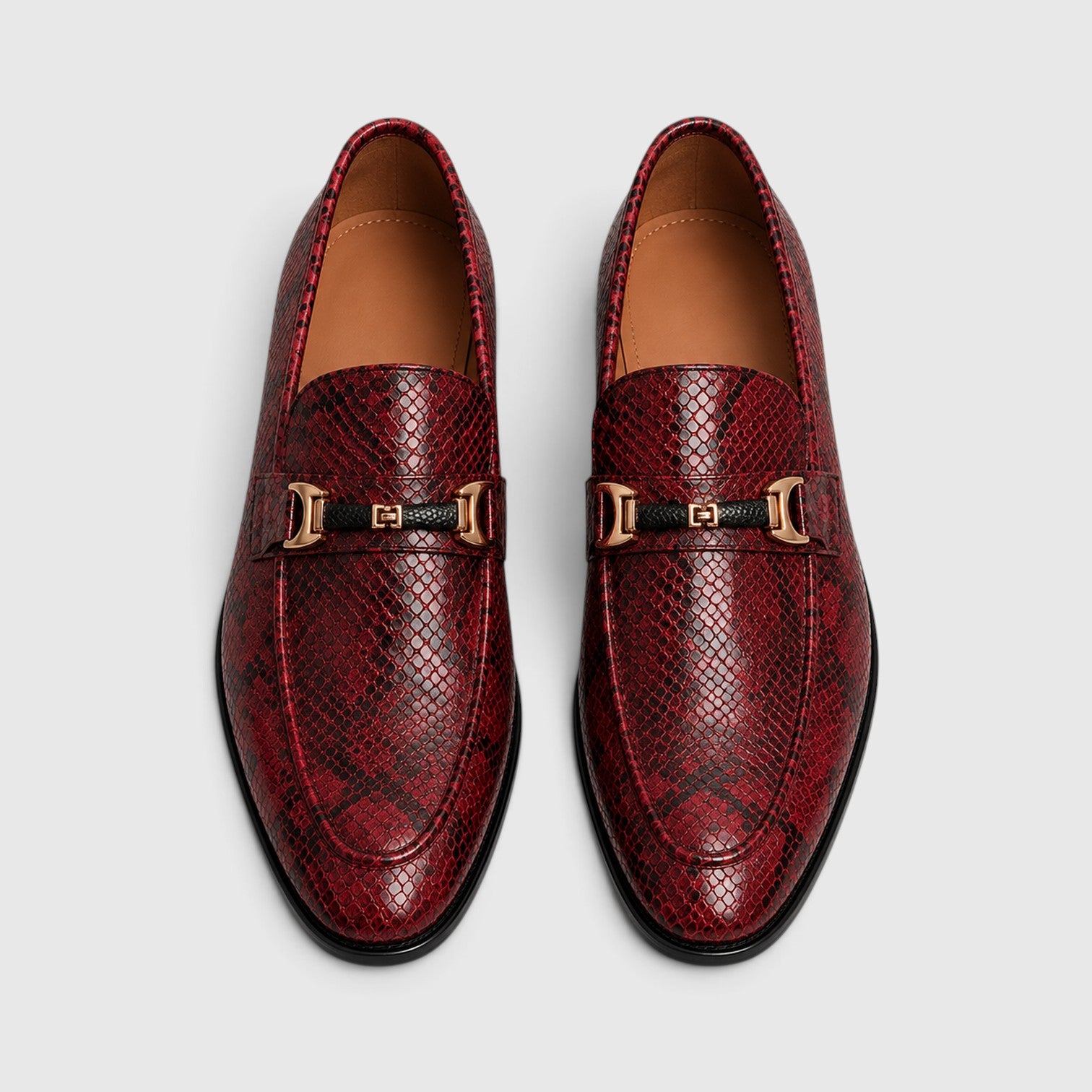 Monvaline | Men's Pointed Toe Leather Loafers – Textured Slip-On Dress Shoes
