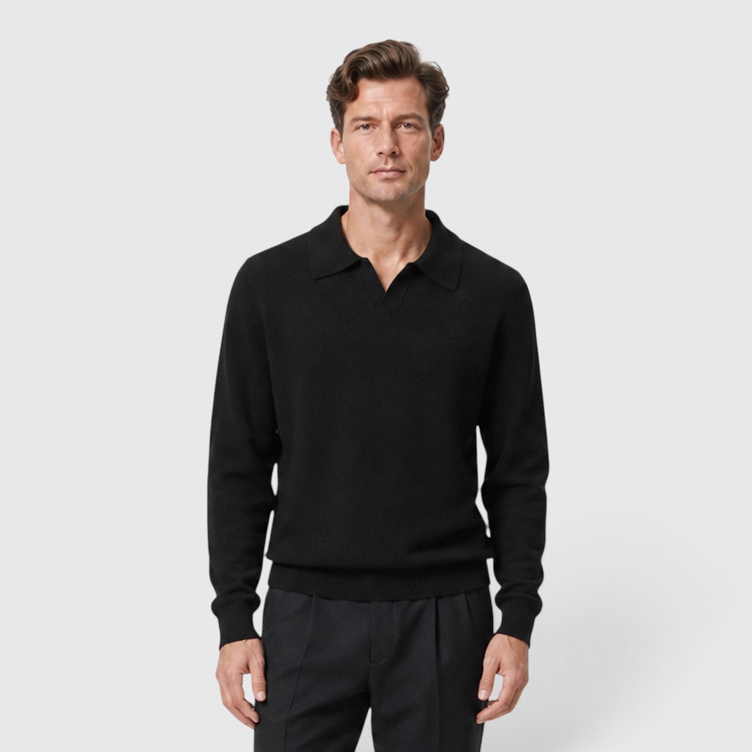 Monvaline | Men's Polo Collar Knit Jumper – Long Sleeve