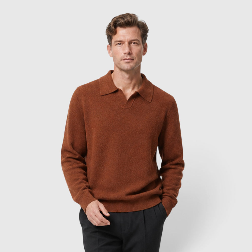 Monvaline | Men's Polo Collar Knit Jumper – Long Sleeve