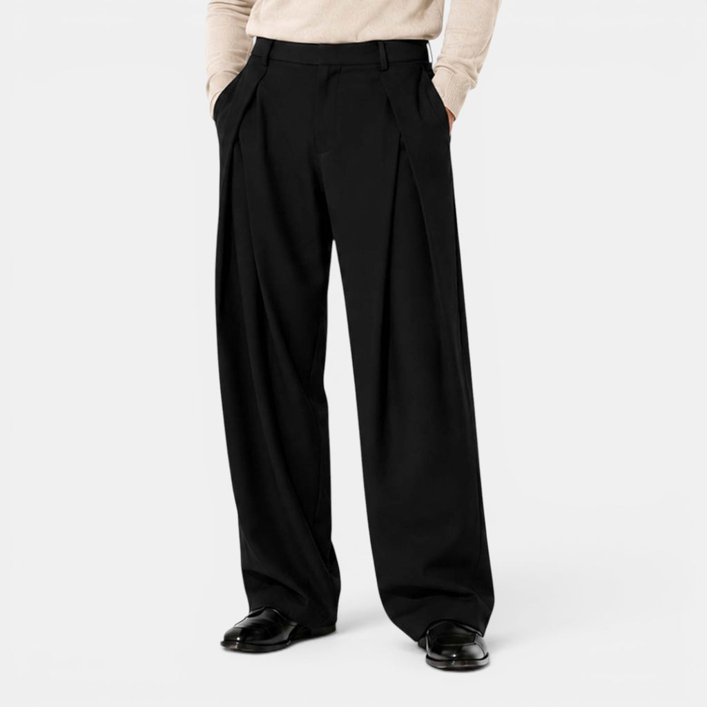 Monvaline | Men's Polyester Dress Pants Straight Fit Business Casual Trousers