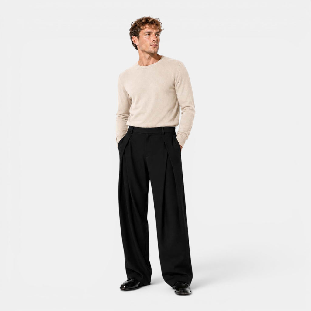 Monvaline | Men's Polyester Dress Pants Straight Fit Business Casual Trousers