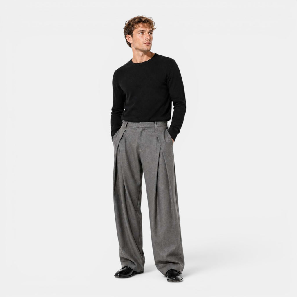 Monvaline | Men's Polyester Dress Pants Straight Fit Business Casual Trousers