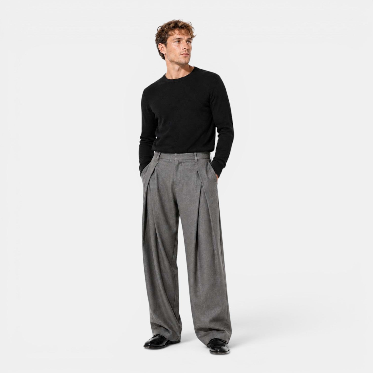 Monvaline | Men's Polyester Dress Pants Straight Fit Business Casual Trousers