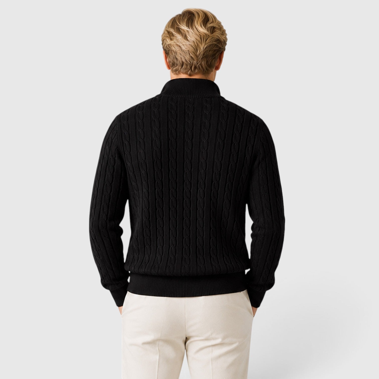 Monvaline | Men's Premium Cable Knit Quarter Zip Jumper