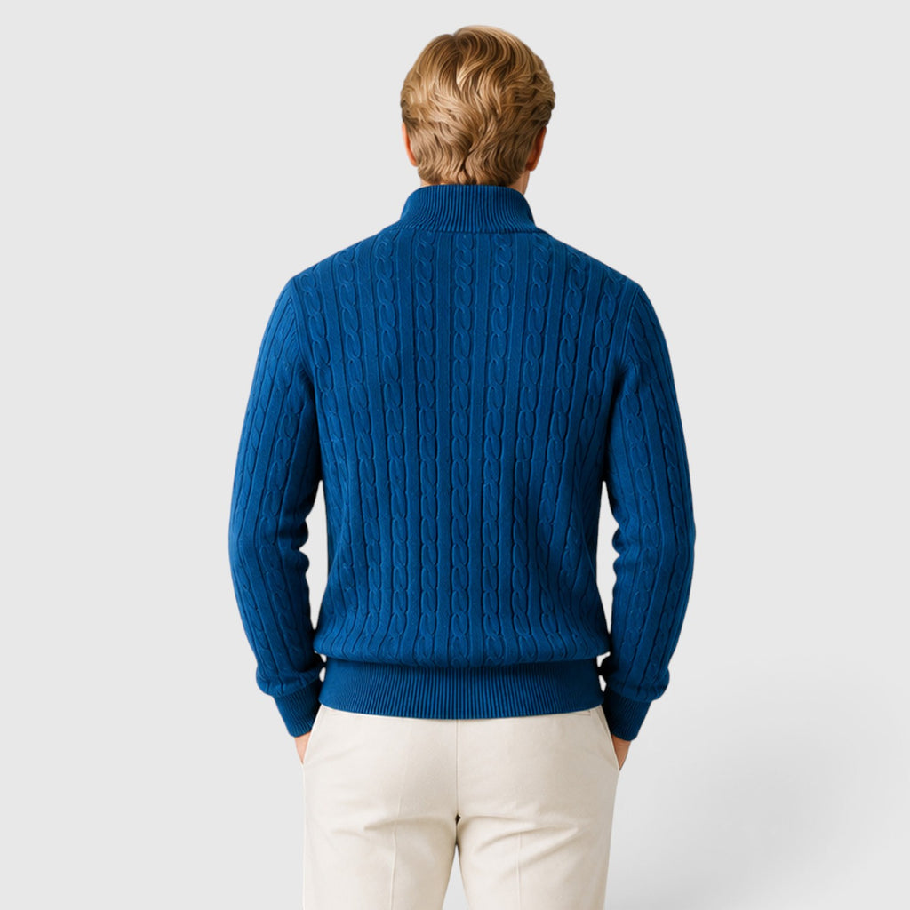 Monvaline | Men's Premium Cable Knit Quarter Zip Jumper