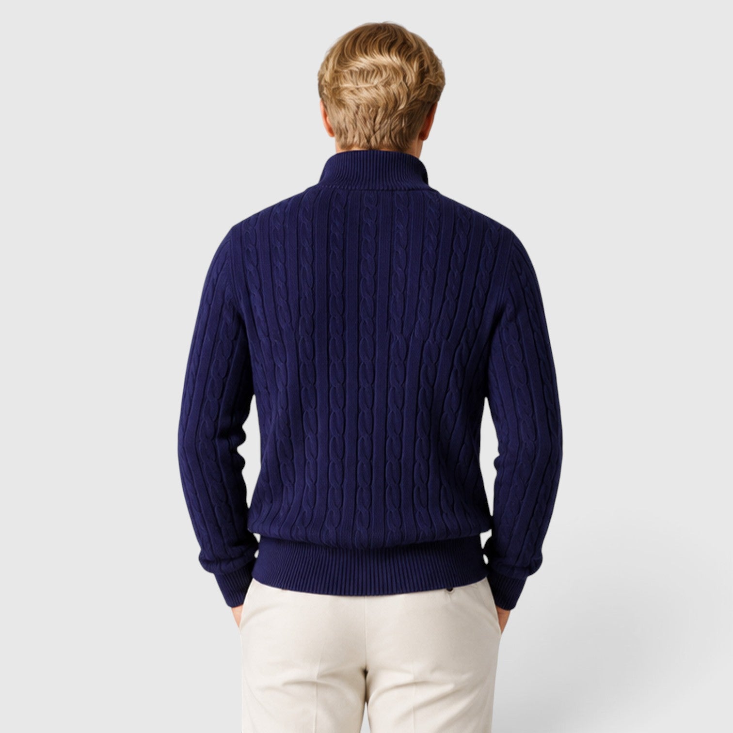 Monvaline | Men's Premium Cable Knit Quarter Zip Jumper