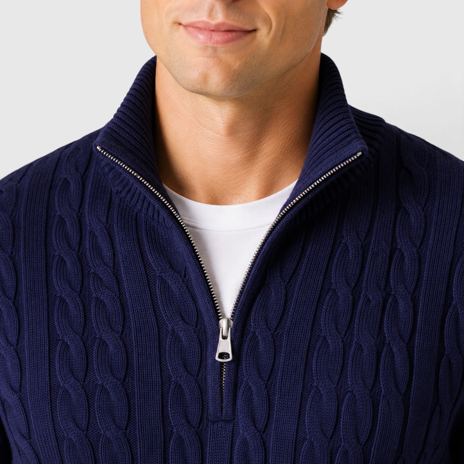 Monvaline | Men's Premium Cable Knit Quarter Zip Jumper
