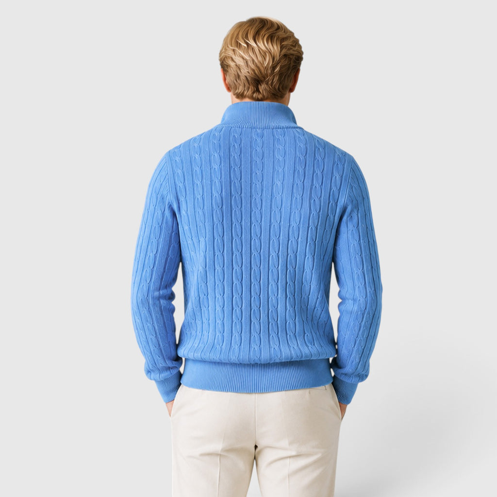 Monvaline | Men's Premium Cable Knit Quarter Zip Jumper