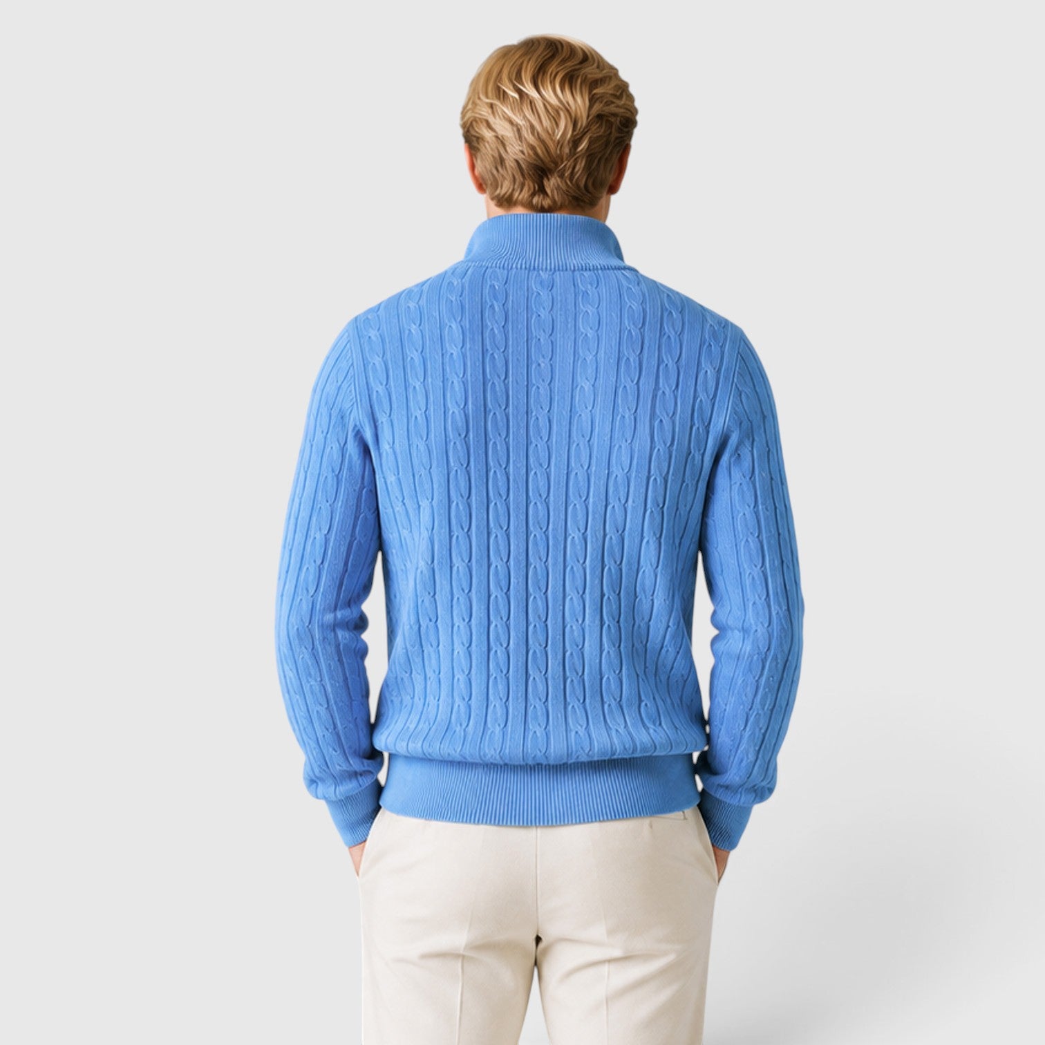 Monvaline | Men's Premium Cable Knit Quarter Zip Jumper