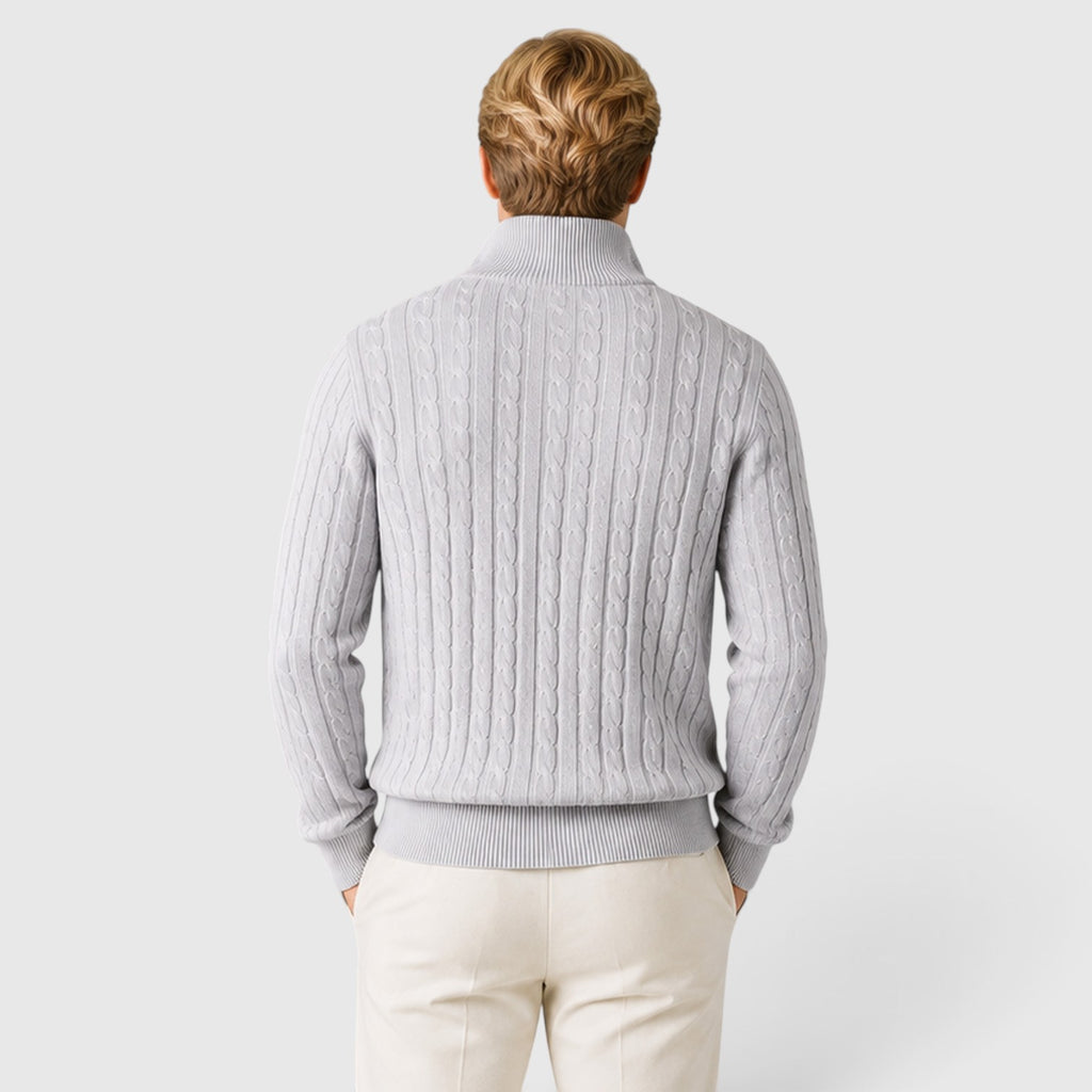 Monvaline | Men's Premium Cable Knit Quarter Zip Jumper