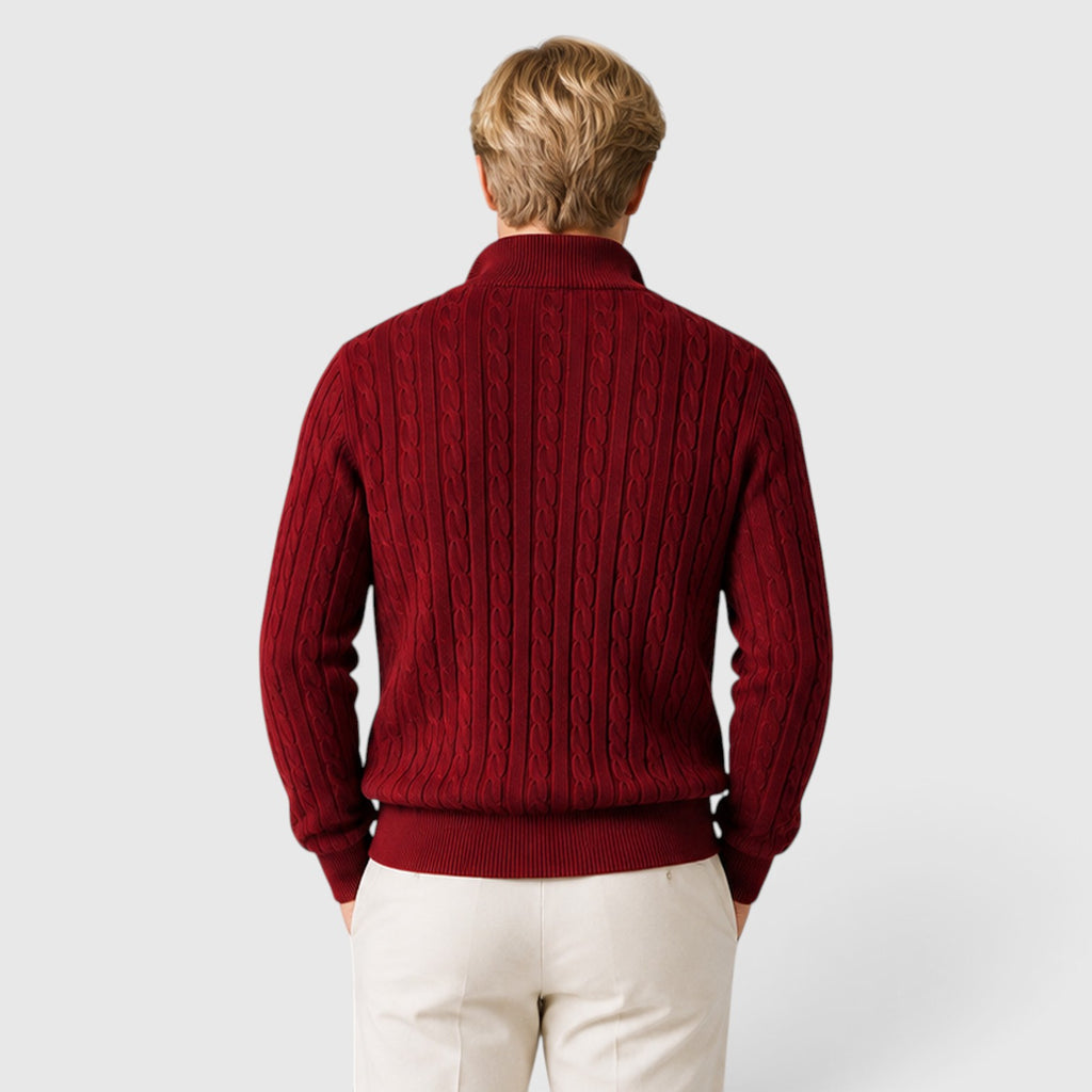 Monvaline | Men's Premium Cable Knit Quarter Zip Jumper