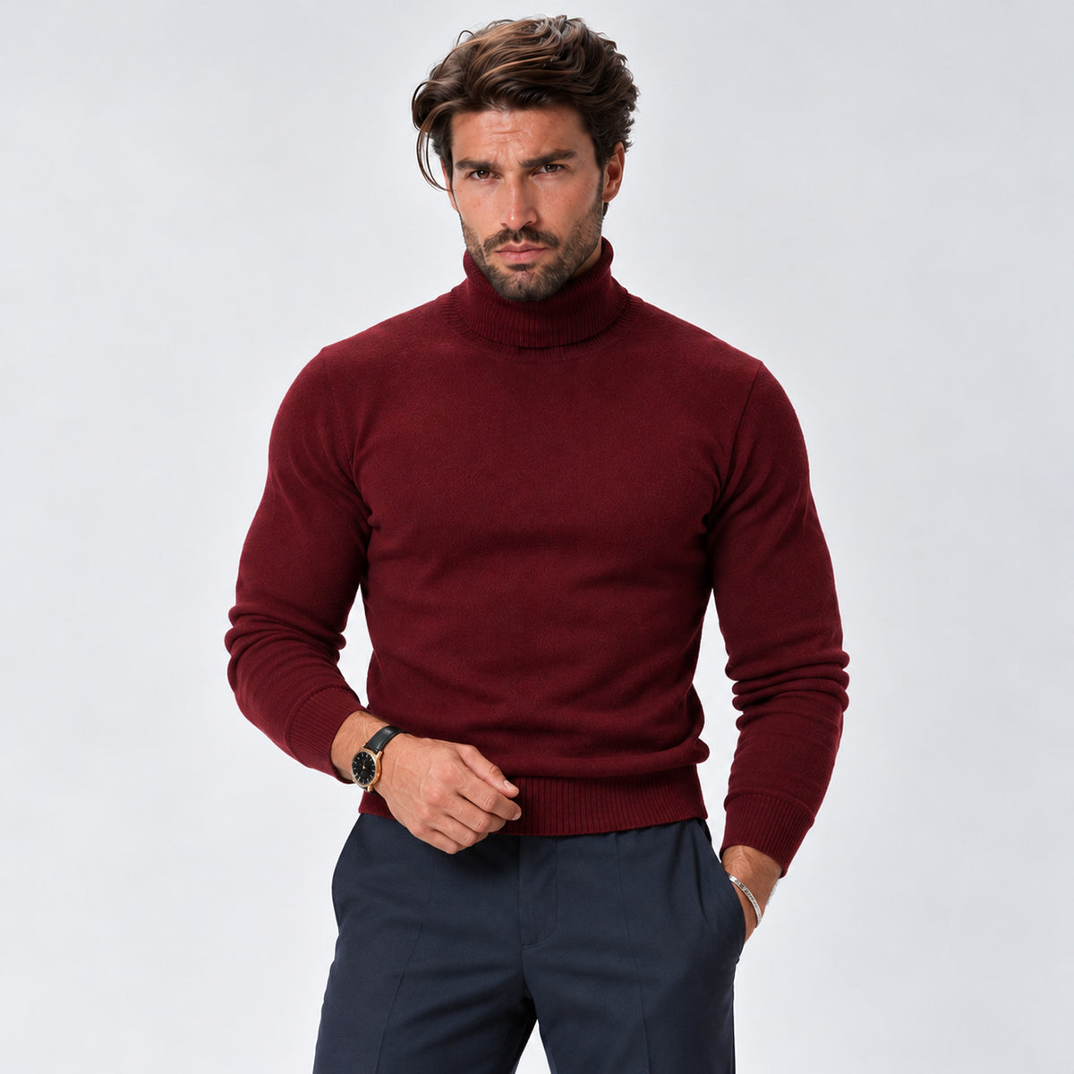 Monvaline | Men's Premium Knit Warm Turtle Neck Jumper