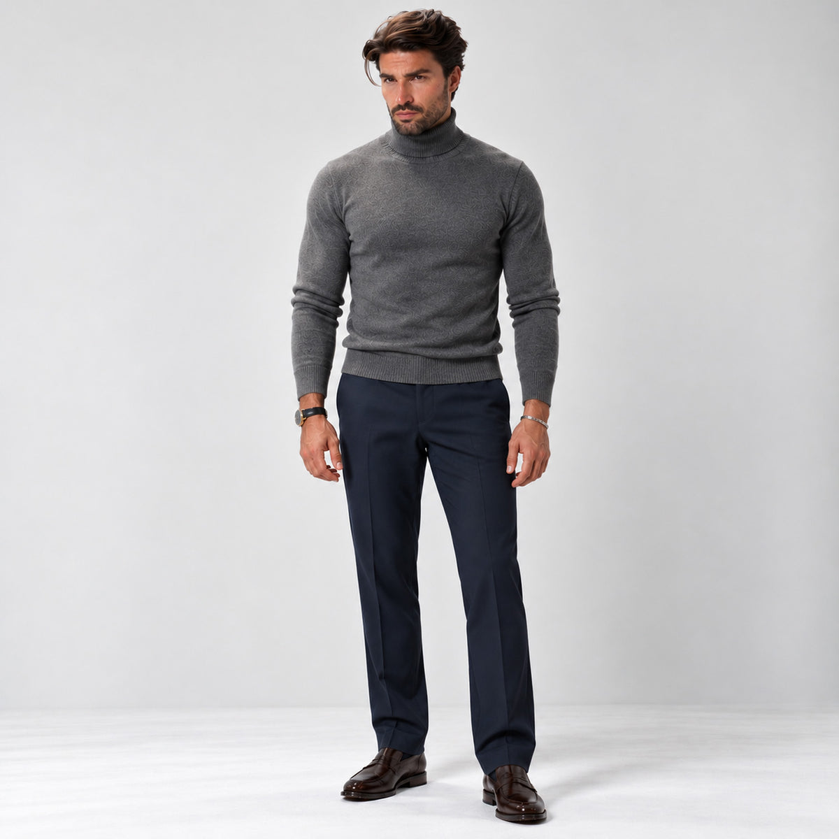 Monvaline | Men's Premium Knit Warm Turtle Neck Jumper