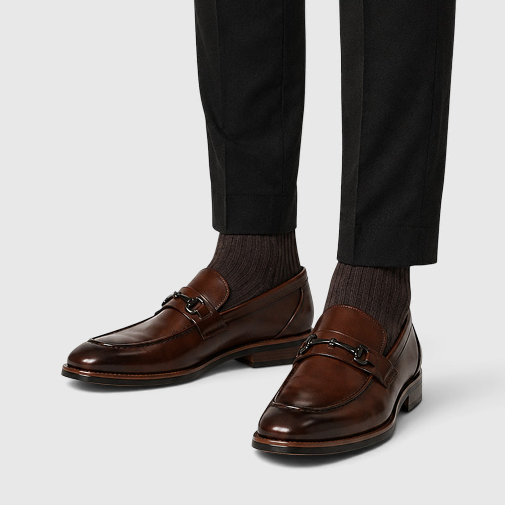 Monvaline | Men's Premium Leather Loafers – Pointed Toe Dress Shoes