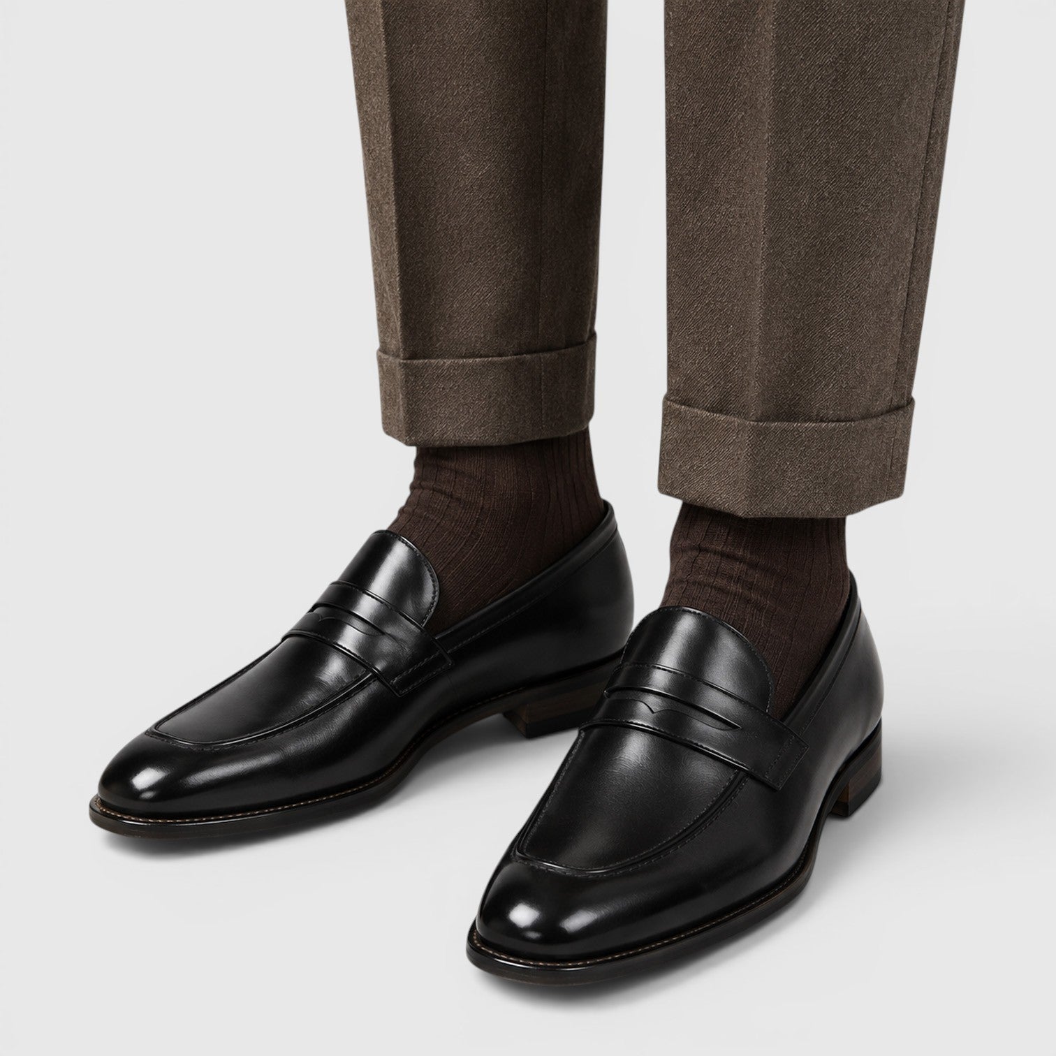 Monvaline | Men's Premium Leather Loafers - Square Toe Dress Shoes