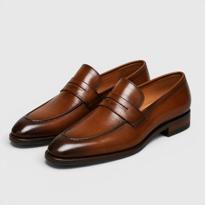 Monvaline | Men's Premium Leather Loafers - Square Toe Dress Shoes