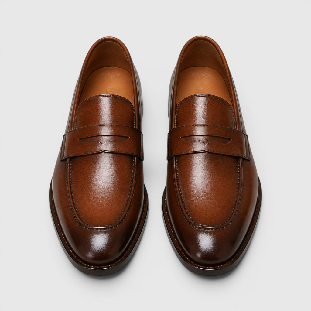 Monvaline | Men's Premium Leather Loafers - Square Toe Dress Shoes