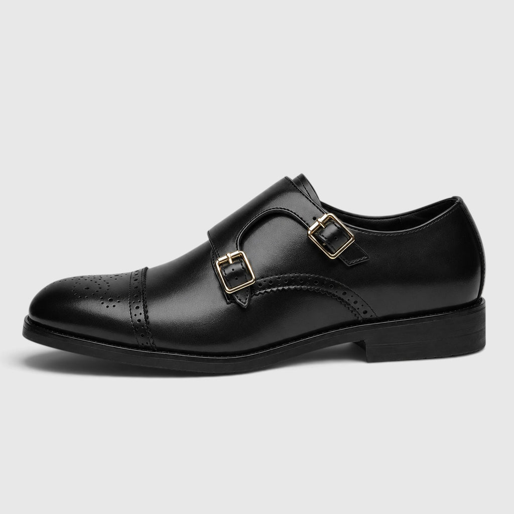 Monvaline | Men's Premium Leather Oxford Double Monk Strap Formal Shoes