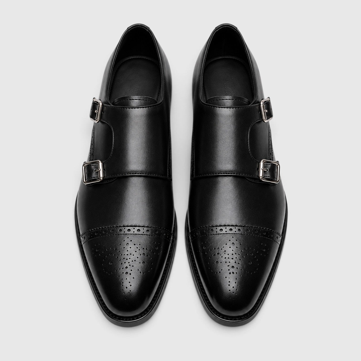Monvaline | Men's Premium Leather Oxford Double Monk Strap Formal Shoes