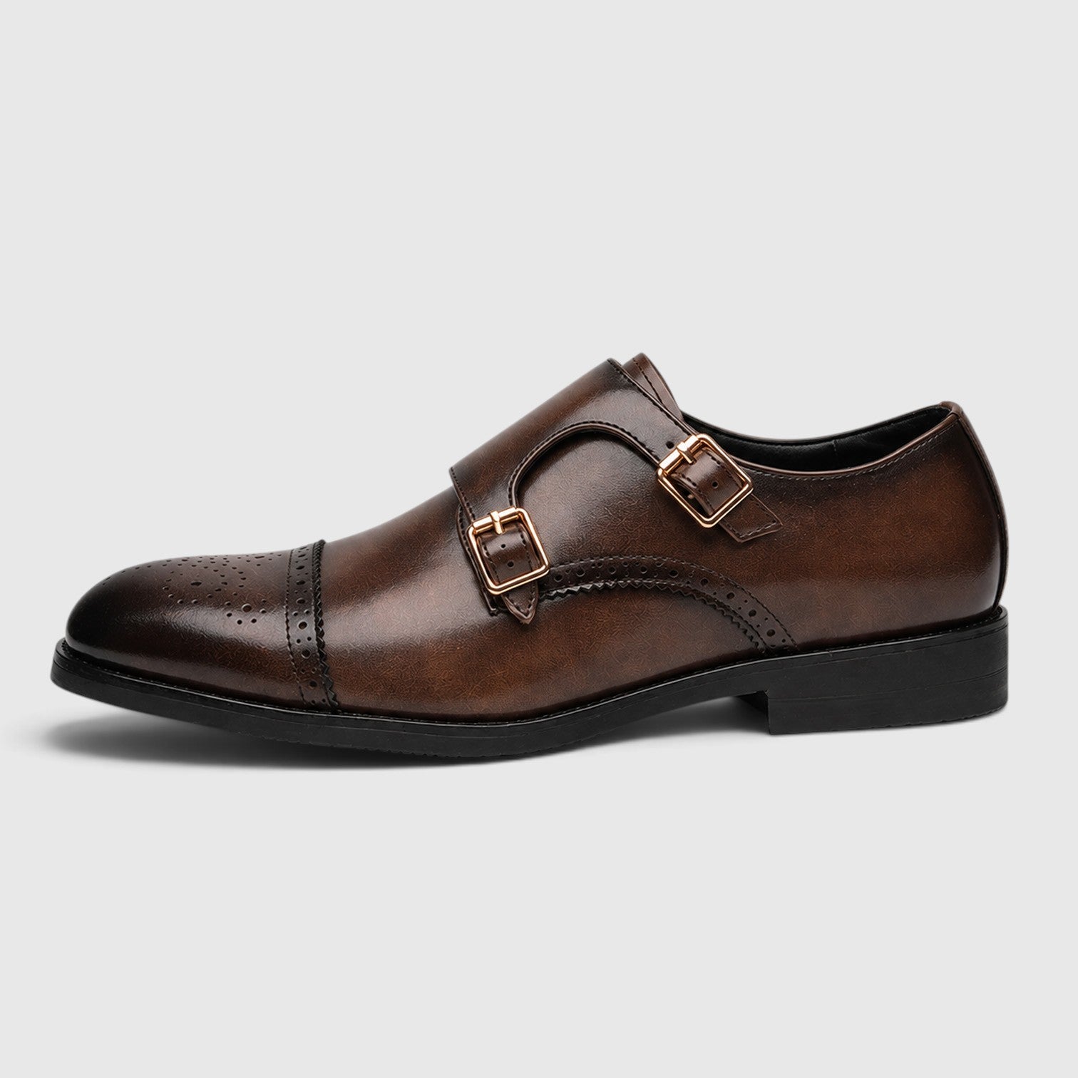 Monvaline | Men's Premium Leather Oxford Double Monk Strap Formal Shoes