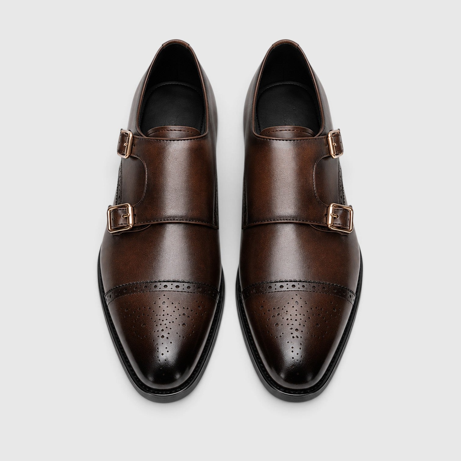 Monvaline | Men's Premium Leather Oxford Double Monk Strap Formal Shoes