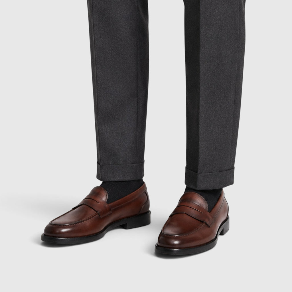 Monvaline | Men's Premium Leather Penny Loafers – Classic Dress Shoes