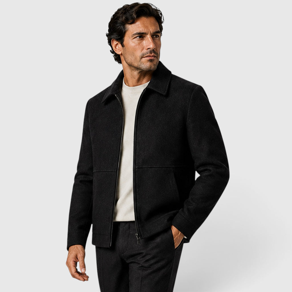 Monvaline | Men's Premium Shirt Collar Zip-Up Jacket – Classic Fit