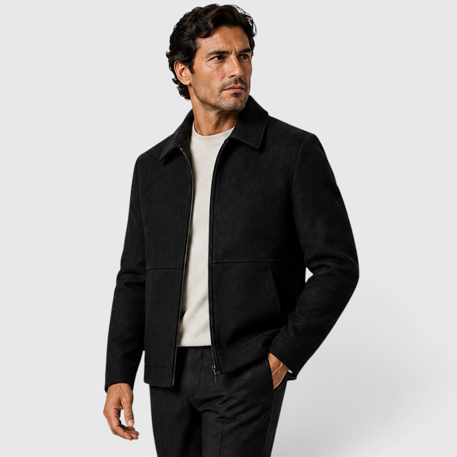 Monvaline | Men's Premium Shirt Collar Zip-Up Jacket – Classic Fit