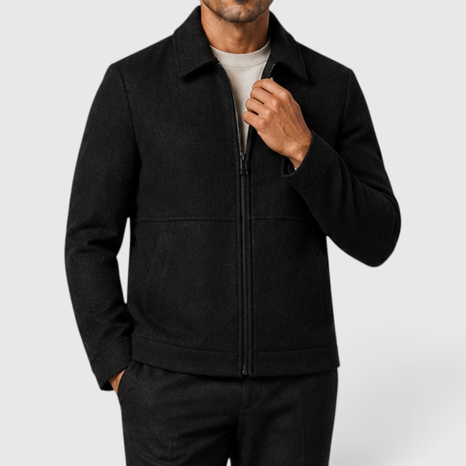 Monvaline | Men's Premium Shirt Collar Zip-Up Jacket – Classic Fit
