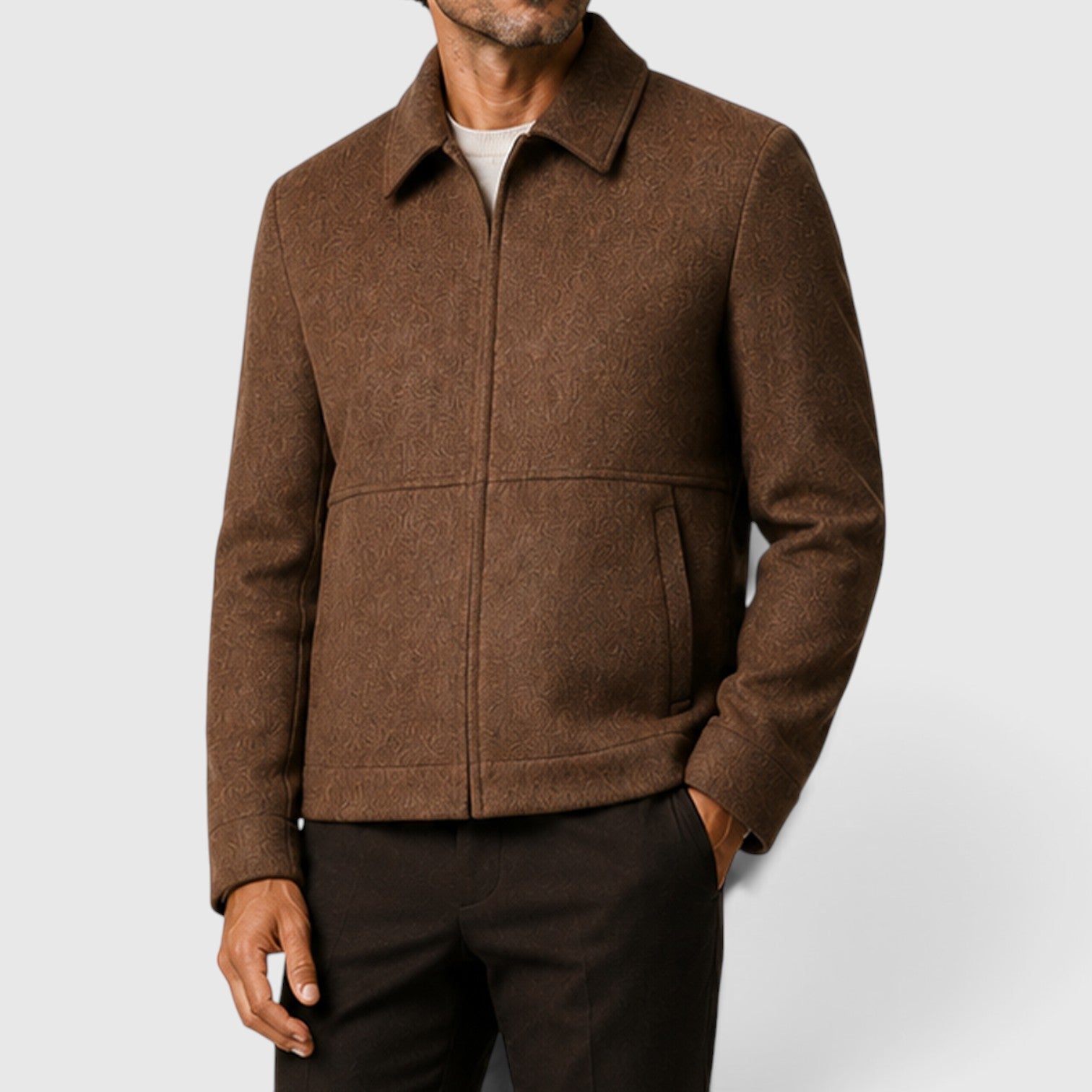 Monvaline | Men's Premium Shirt Collar Zip-Up Jacket – Classic Fit