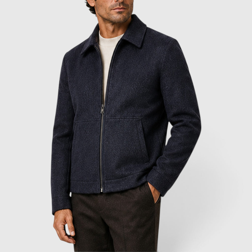 Monvaline | Men's Premium Shirt Collar Zip-Up Jacket – Classic Fit