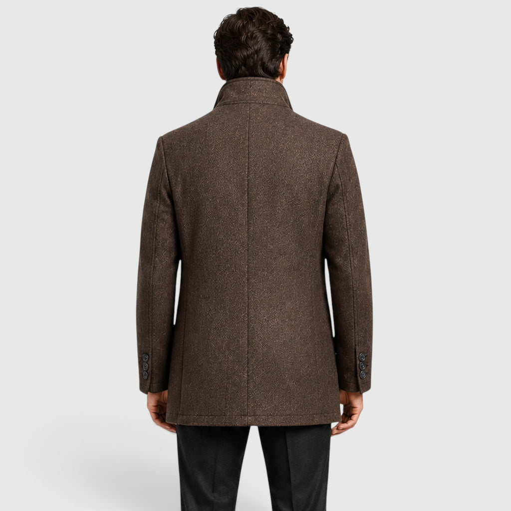 Monvaline | Men's Premium Stand Collar Wool Coat with Padded Lining