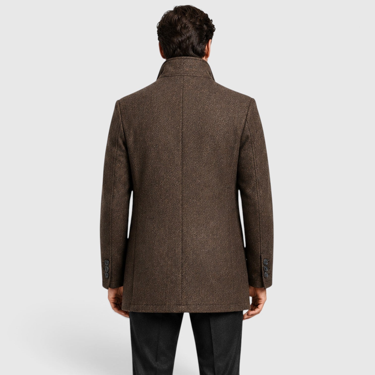 Monvaline | Men's Premium Stand Collar Wool Coat with Padded Lining