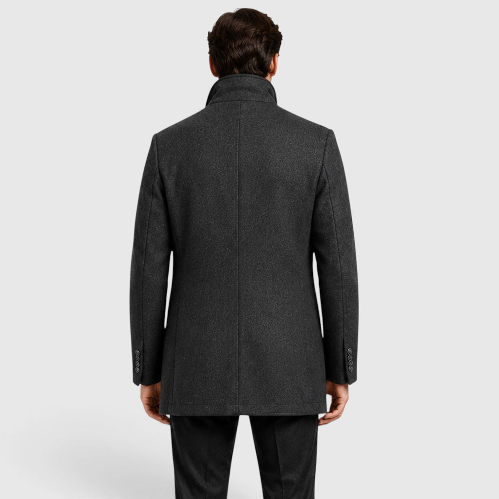Monvaline | Men's Premium Stand Collar Wool Coat with Padded Lining