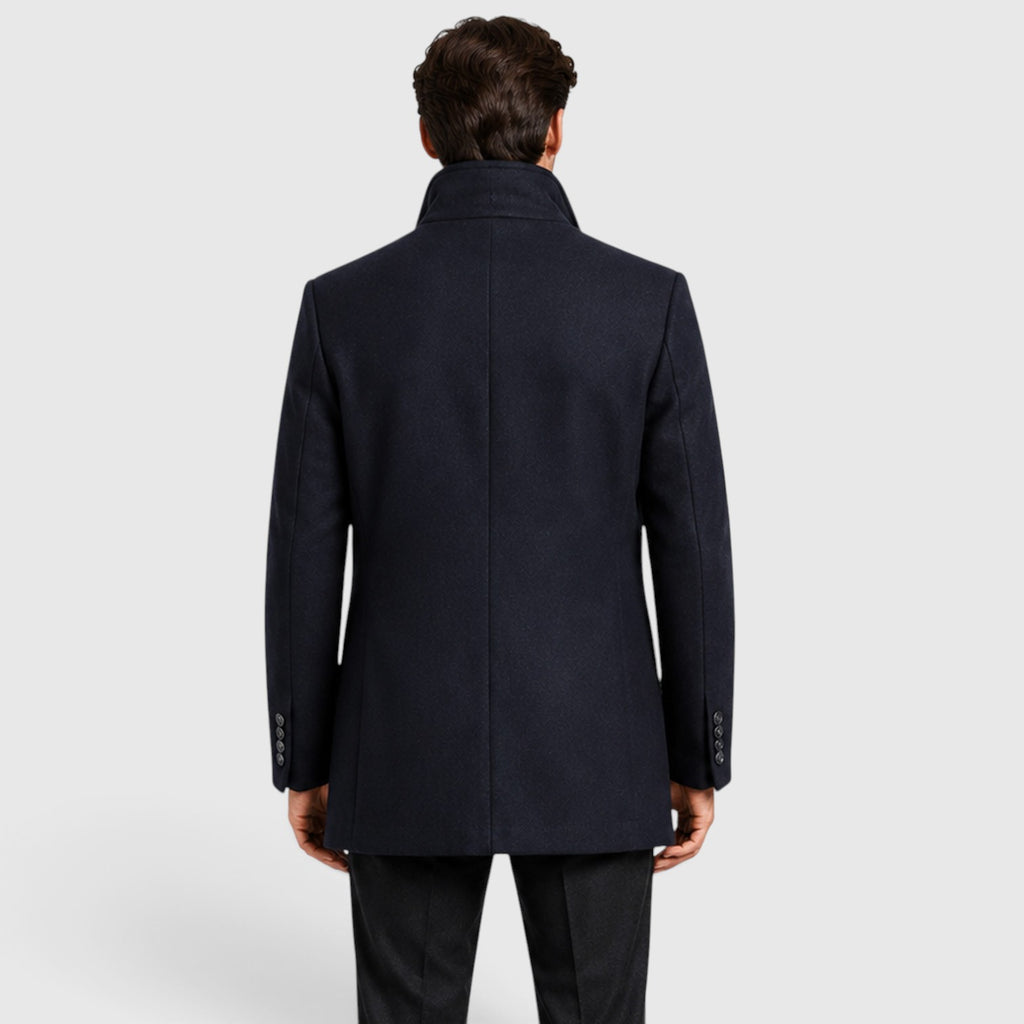 Monvaline | Men's Premium Stand Collar Wool Coat with Padded Lining