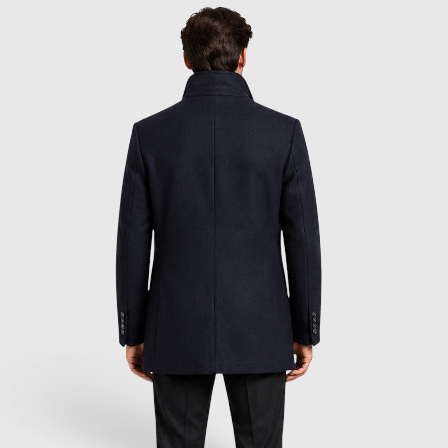 Monvaline | Men's Premium Stand Collar Wool Coat with Padded Lining