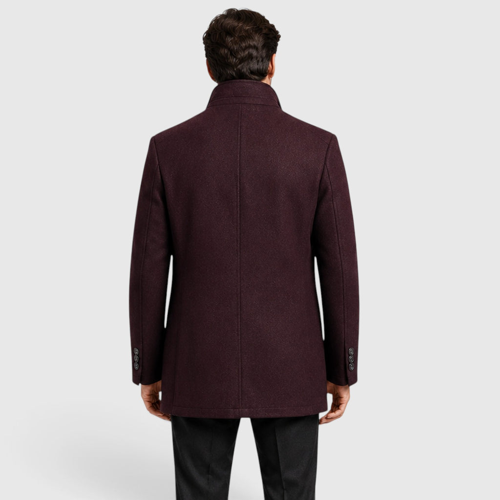 Monvaline | Men's Premium Stand Collar Wool Coat with Padded Lining