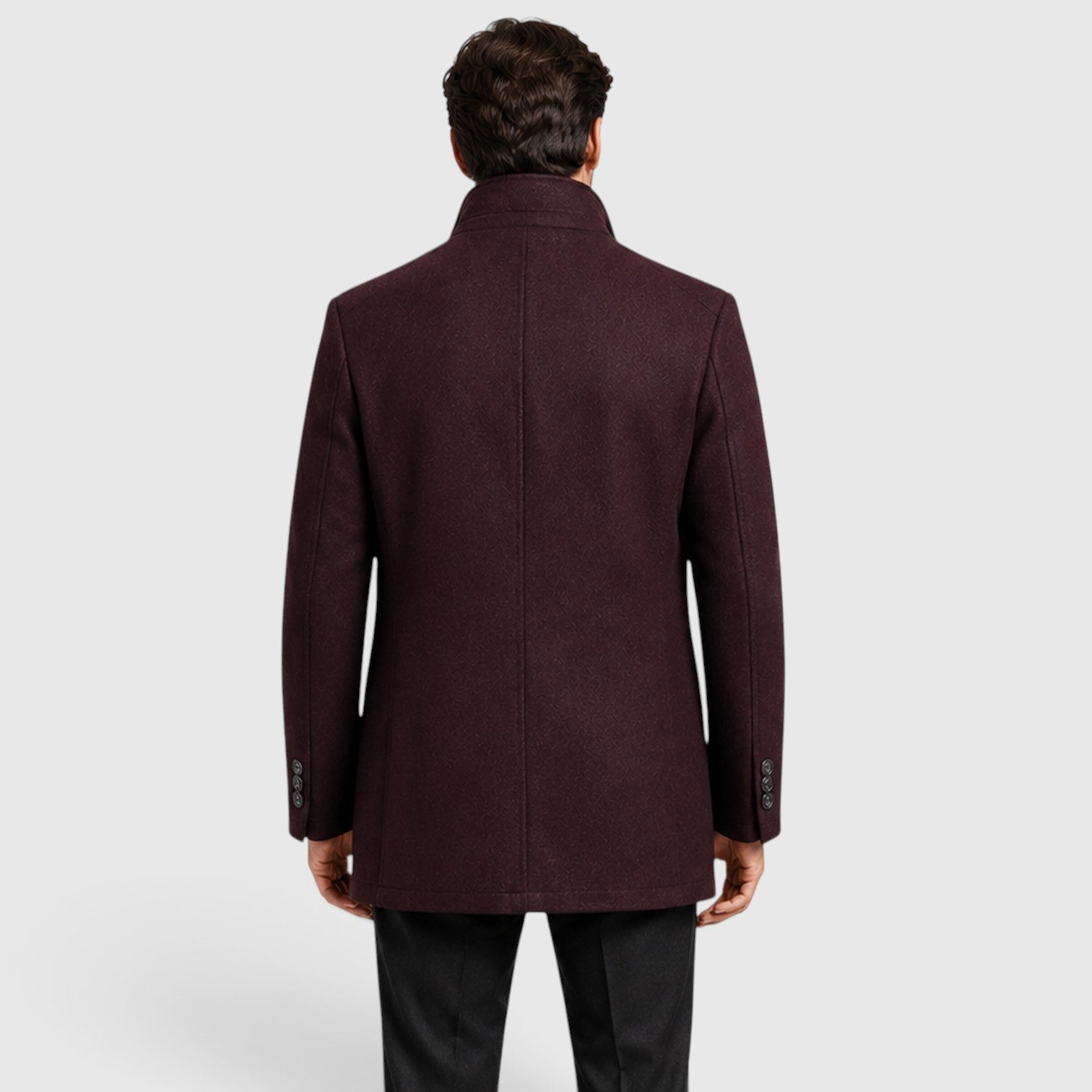 Monvaline | Men's Premium Stand Collar Wool Coat with Padded Lining
