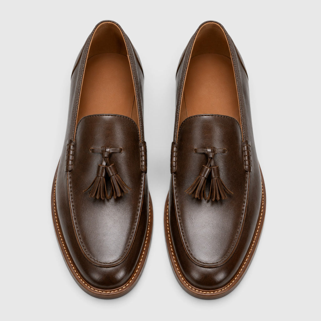 Monvaline | Men's Premium Tassel Leather Loafers – Smart Casual Dress Shoes