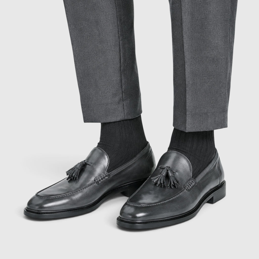 Monvaline | Men's Premium Tassel Leather Loafers – Smart Casual Dress Shoes