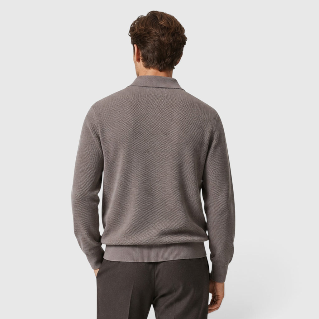 Monvaline | Men's Premium Textured Knit Cardigan with Collar & Pocket
